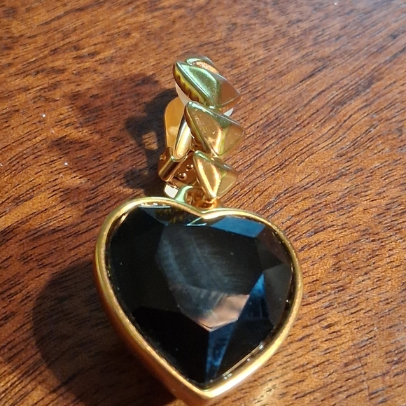 YSL Gold and Black Heart Earrings - Picture 5 of 9